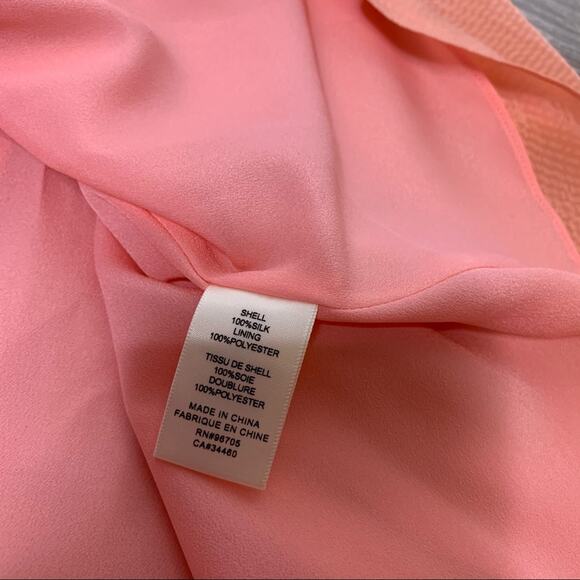 Rebecca Taylor silk ruffle sleeve peach dress sz 4 - Picture 5 of 10